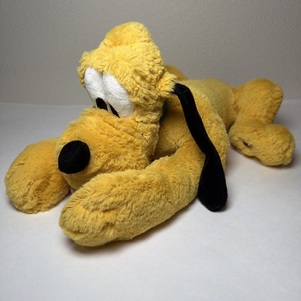 Disney Store Stamped Pluto Plush Laying Down Dog Stuffed Animal  16" Floppy